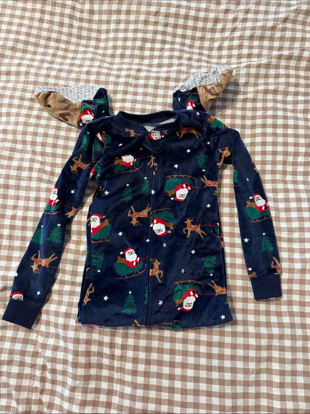 Carter's Navy Blue Santa & Reindeer Kids Pajama Top